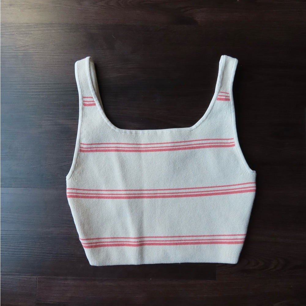 Babaton Cream and Pink Striped Tank Top Sculpt